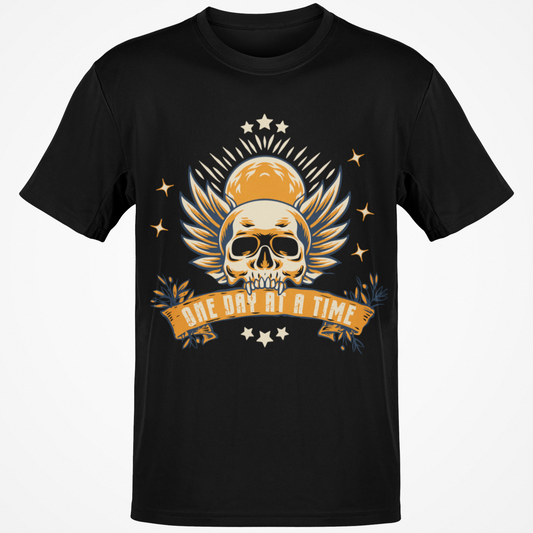 Recovery T-Shirt | Recovery Merch Store | One Day At A Time Winged Skull