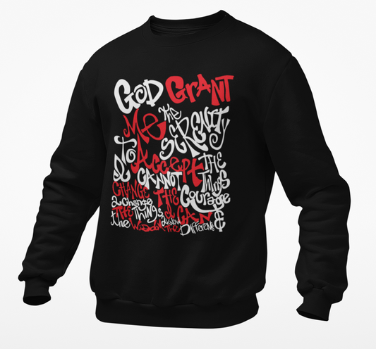 Recovery Sweatshirt | Recovery Merch Store |Serenity Prayer Graffiti